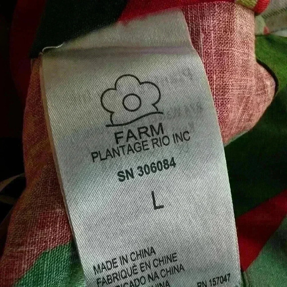 Farm Rio Heliconia Linen Blend Tropical Strapless Top. - Picture 7 of 7